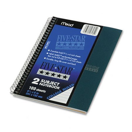FIVE STAR Wirebound Notebook- College Rule- 6 x 9-1/2- WE- 100 Sheets/Pad FI31561